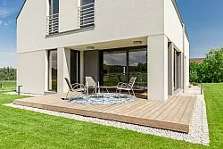 Runde tepper - Indoor/Outdoor Trenton (hvit/blå)