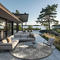 Runde tepper - Indoor/Outdoor Hampton (grå)