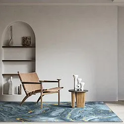 Wilton-teppe - Storm (blå/gull)