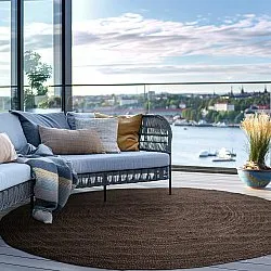 Rund jutematte - Amasia (mørk taupe)