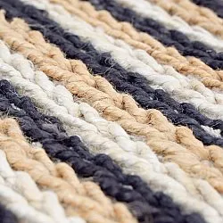 Juteteppe - Howrah Braided Jute (naturlig/hvit/svart)