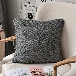 Putetrekk - Knit Macrame 45 x 45 cm (grå)