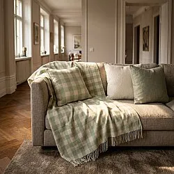 Pledd - Isela check cotton throw (krem/lys grønn)