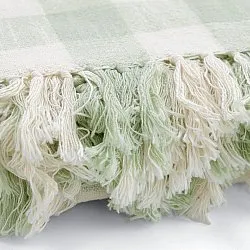 Pledd - Isela check cotton throw (krem/lys grønn)