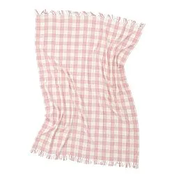 Pledd - Isela check cotton throw (krem/rosa)
