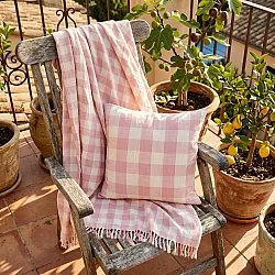 Pledd - Isela check cotton throw (krem/rosa)