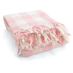 Pledd - Isela check cotton throw (krem/rosa)