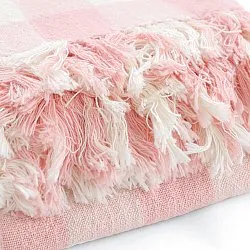 Pledd - Isela check cotton throw (krem/rosa)