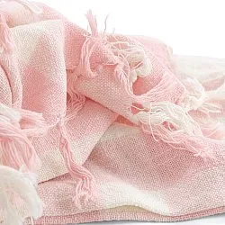 Pledd - Isela check cotton throw (krem/rosa)