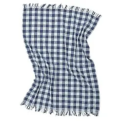 Pledd - Isela check cotton throw (marineblå/lyseblå)