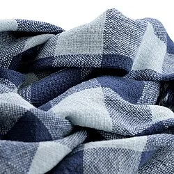 Pledd - Isela check cotton throw (marineblå/lyseblå)