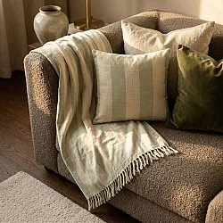 Putetrekk - Kora stripe cotton cushion cover (krem/lys grønn)