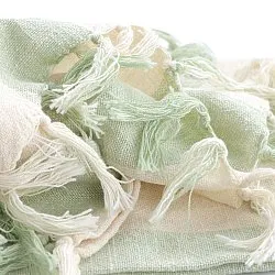 Pledd - Kora stripe cotton throw (krem/lys grønn)