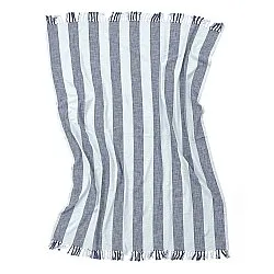 Pledd - Kora stripe cotton throw (marineblå/lyseblå)