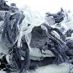 Pledd - Kora stripe cotton throw (marineblå/lyseblå)