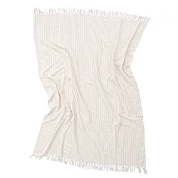 Pledd - Rumi stripe cotton throw (krem/rosa/lyseblå)