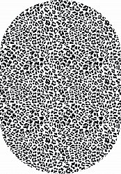 Ovalt teppe - Leopard (svart/hvit)