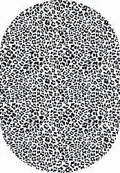 Ovalt teppe - Leopard (svart/hvit)