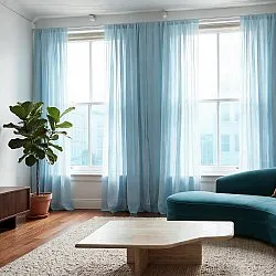 Gardiner 2-pk - Linmixgardin Lumira (lyseblått)