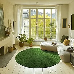 Runde tepper - Amberley Natural Cotton Shaggy (grønn)