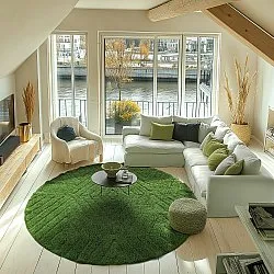 Runde tepper - Amberley Natural Cotton Shaggy (grønn)