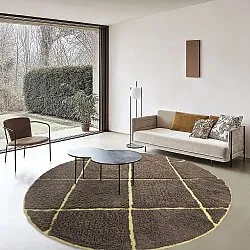 Runde tepper - Bellevue Natural Cotton Shaggy (brun/gul)