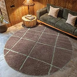 Runde tepper - Bellevue Natural Cotton Shaggy (taupe/grønn)