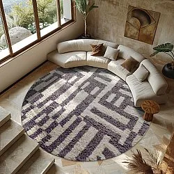 Runde tepper - Bergamo Natural Cotton Shaggy (grå/hvit)