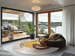Rundt teppe - Budoni (grå/beige/gul)