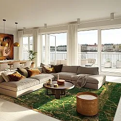 Wilton-teppe - Cantoria (beige/grønn)