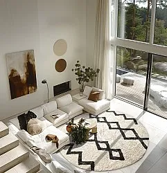 Runde tepper - Chablis Natural Cotton Shaggy (offwhite/svart)