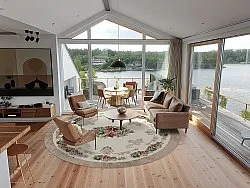 Rundt teppe - Delpha (beige/multi)