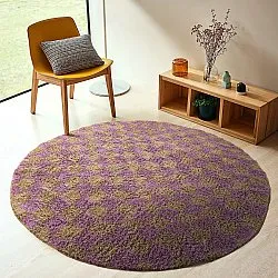 Runde tepper - Elsey Natural Cotton Shaggy (brun/lilla)
