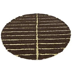 Rundt teppe - Ikara Natural Cotton Shaggy (brun)