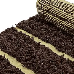 Rundt teppe - Ikara Natural Cotton Shaggy (brun)