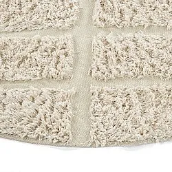 Rundt teppe - Ikara Natural Cotton Shaggy (krem)