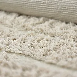 Rundt teppe - Ikara Natural Cotton Shaggy (krem)