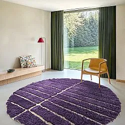 Rundt teppe - Ikara Natural Cotton Shaggy (lilla)
