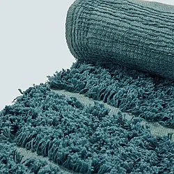 Rundt teppe - Ikara Natural Cotton Shaggy (turkis)