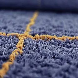 Rundt teppe - Lana Natural Cotton Shaggy (blå/gul)