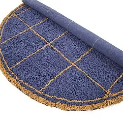 Rundt teppe - Lana Natural Cotton Shaggy (blå/gul)