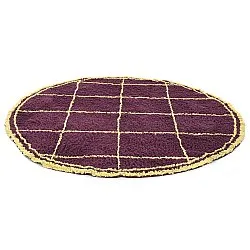 Rundt teppe - Lana Natural Cotton Shaggy (burgunder/gul)