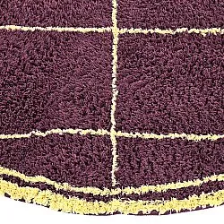 Rundt teppe - Lana Natural Cotton Shaggy (burgunder/gul)