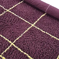 Rundt teppe - Lana Natural Cotton Shaggy (burgunder/gul)