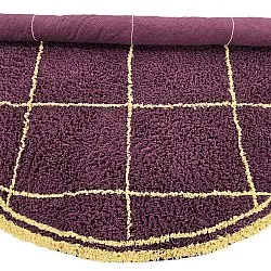 Rundt teppe - Lana Natural Cotton Shaggy (burgunder/gul)