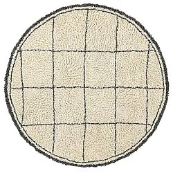 Rundt teppe - Lana Natural Cotton Shaggy (krem/mørk grå)