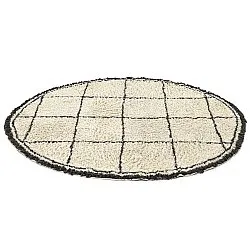 Rundt teppe - Lana Natural Cotton Shaggy (krem/mørk grå)