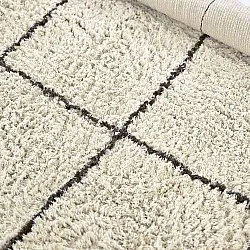 Rundt teppe - Lana Natural Cotton Shaggy (krem/mørk grå)