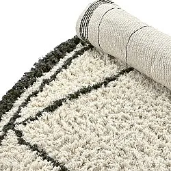 Rundt teppe - Lana Natural Cotton Shaggy (krem/mørk grå)
