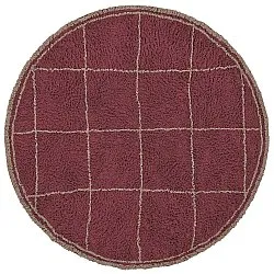 Rundt teppe - Lana Natural Cotton Shaggy (taupe/rød)